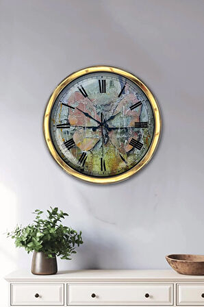 Hediyelik 40 Cm Gold Metal Tasarım Duvar Saati