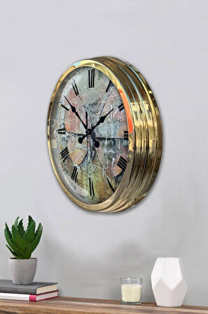 Hediyelik 40 Cm Gold Metal Tasarım Duvar Saati