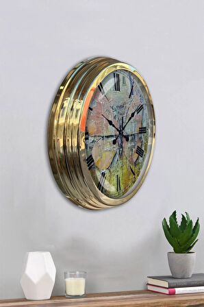 Hediyelik 40 Cm Gold Metal Tasarım Duvar Saati