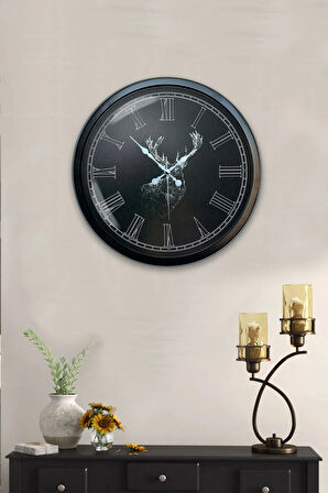 Hediyelik 40 Cm Siyah Metal Hayvanlar Duvar Saati