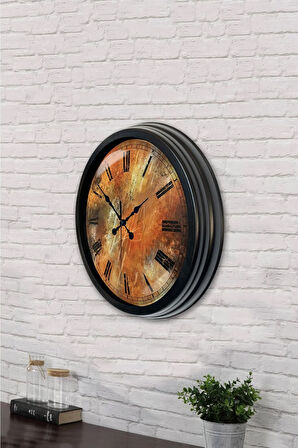 Hediyelik 40 Cm Siyah Metal Eskitme Duvar Saati