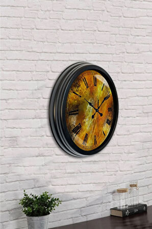 Hediyelik 40 Cm Siyah Metal Eskitme Duvar Saati