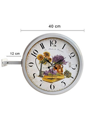 Hediyelik 40 Cm Beyaz Metal Dekoratif Istasyon Duvar Saati