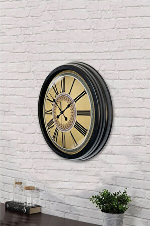 Hediyelik 40 Cm Siyah Metal Roma Rakamlı Duvar Saati
