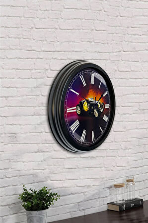Hediyelik 40 Cm Siyah Metal Araba Duvar Saati