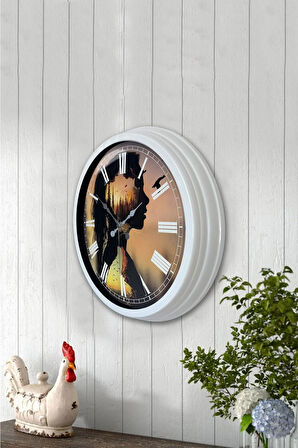 Hediyelik 40 Cm Beyaz Metal Naturalizm Duvar Saati