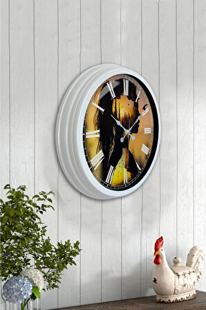 Hediyelik 40 Cm Beyaz Metal Naturalizm Duvar Saati