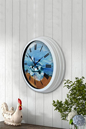 Hediyelik 40 Cm Beyaz Metal Dekoratif Duvar Saati
