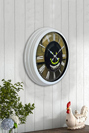 Hediyelik 40 Cm Beyaz Metal Mutfak Duvar Saati