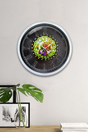 Hediyelik 40 Cm Beyaz Metal Mutfak Duvar Saati