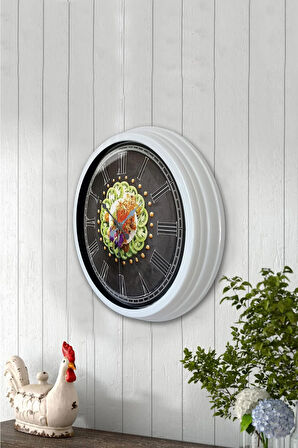 Hediyelik 40 Cm Beyaz Metal Mutfak Duvar Saati