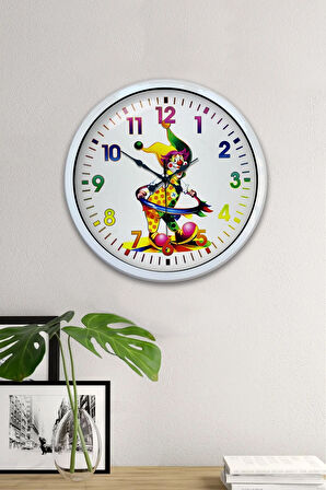 Hediyelik 40 Cm Beyaz Metal Çocuk Duvar Saati