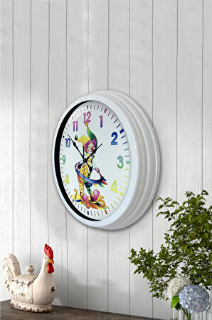 Hediyelik 40 Cm Beyaz Metal Çocuk Duvar Saati