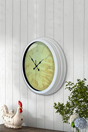 Hediyelik 40 Cm Beyaz Metal Decorative Duvar Saati