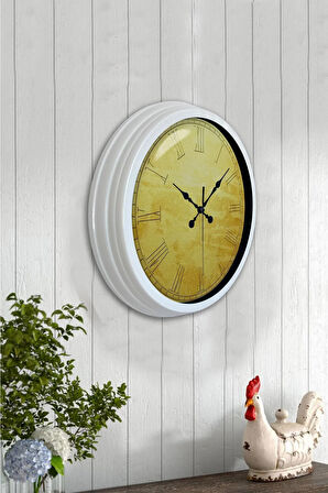 Hediyelik 40 Cm Beyaz Metal Decorative Duvar Saati