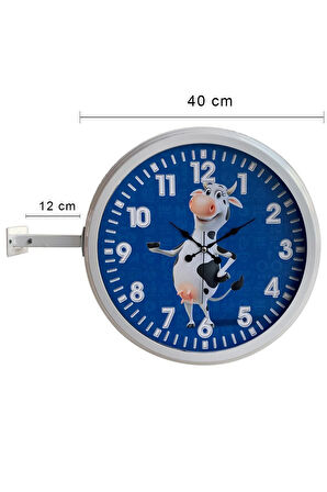 40 Cm Beyaz Metal Inek Istasyon Duvar Saati