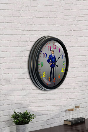 40 Cm Siyah Metal Gemi Kaptanı Duvar Saati