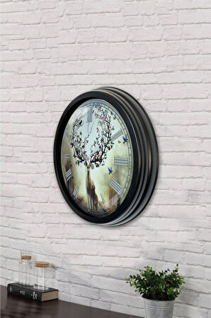 Hediyelik 40 Cm Siyah Metal Geyik Duvar Saati