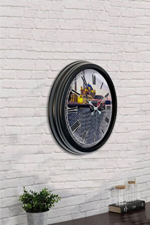Hediyelik 40 Cm Siyah Metal Home Duvar Saati