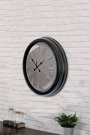Hediyelik 40 Cm Siyah Metal Klas Duvar Saati