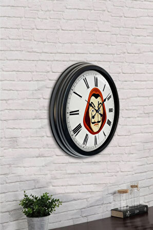 40 Cm Siyah Metal La Case De Papel Duvar Saati