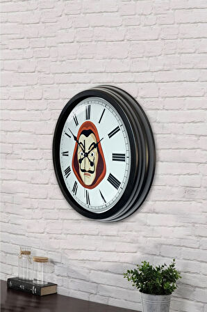 40 Cm Siyah Metal La Case De Papel Duvar Saati