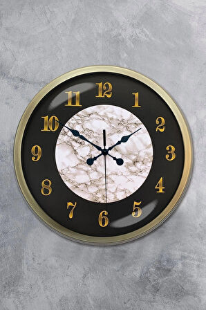 Duvar Saati 40 Cm Metal Eskitme Renk Mermer Desen Modeli
