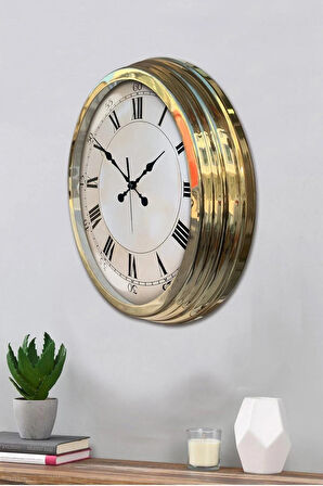 Duvar Saati 40 Cm Metal Gold Renk Romen Dekoratif Modeli