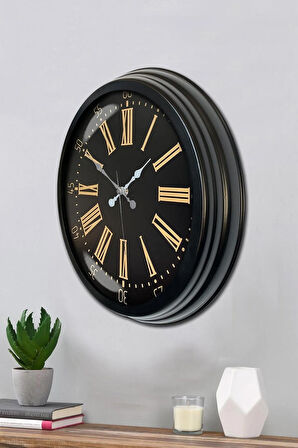 Hediyelik Duvar Saati 40 Cm Metal Siyah Renk Timeclock Modeli