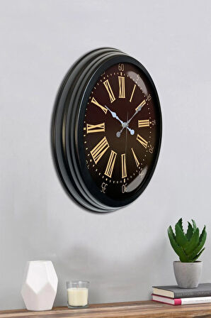 Hediyelik Duvar Saati 40 Cm Metal Siyah Renk Timeclock Modeli