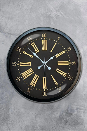 Hediyelik Duvar Saati 40 Cm Metal Siyah Renk Timeclock Modeli