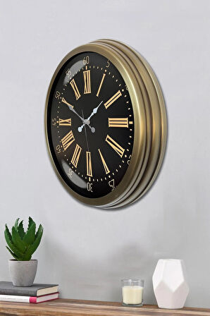 Hediyelik Duvar Saati 40 Cm Metal Eskitme Renk Timeclock Modeli