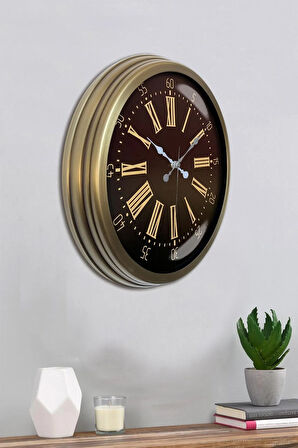 Hediyelik Duvar Saati 40 Cm Metal Eskitme Renk Timeclock Modeli