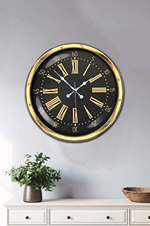 Hediyelik Duvar Saati 40 Cm Metal Gold Renk Timeclock Modeli