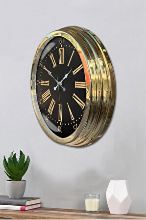 Hediyelik Duvar Saati 40 Cm Metal Gold Renk Timeclock Modeli