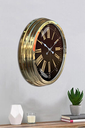 Hediyelik Duvar Saati 40 Cm Metal Gold Renk Timeclock Modeli