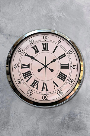 Hediyelik Duvar Saati 40 Cm Metal Krom Renk Life Modeli