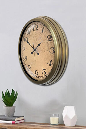 Hediyelik Duvar Saati 40 Cm Metal Eskitme Renk Vintage Modeli