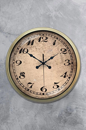 Hediyelik Duvar Saati 40 Cm Metal Eskitme Renk Vintage Modeli