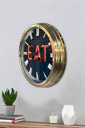 Hediyelik 40 Cm Gold Metal Eat Duvar Saati Clock