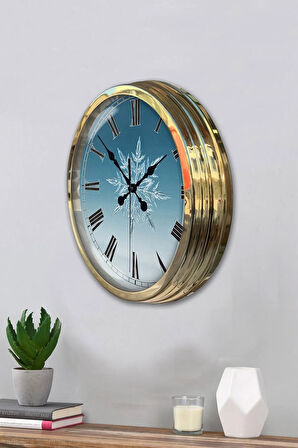 Hediyelik 40 Cm Gold Metal Kar Tanesi Duvar Saati Clock
