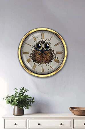 Hediyelik 40 Cm Gold Metal Kahve Duvar Saati Clock