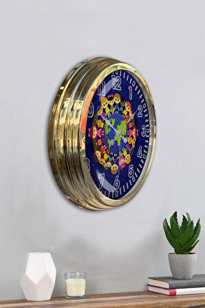 Çoçuk Odası 40 Cm Gold Metal Barış Duvar Saati
