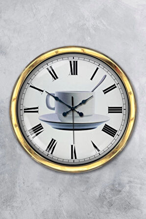 2022 40 Cm Gold Metal Kahve Duvar Saati Clock