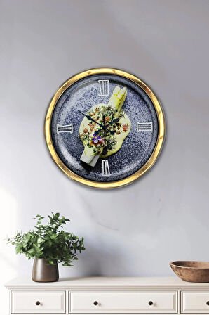 2022 Model 40 Cm Gold Metal Kitchen Duvar Saati Clock