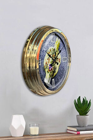 2022 Model 40 Cm Gold Metal Kitchen Duvar Saati Clock