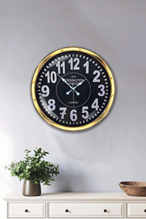 Hediyelik 40 Cm Gold Metal Kensington Duvar Saati Clock