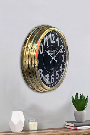 Hediyelik 40 Cm Gold Metal Kensington Duvar Saati Clock