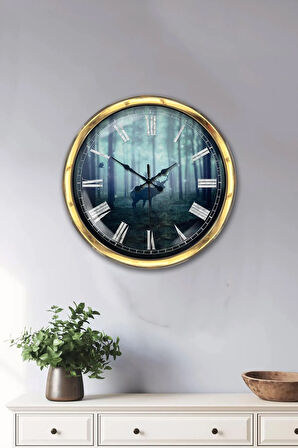 Hediyelik 40 Cm Gold Metal Hayvanlar Duvar Saati Clock