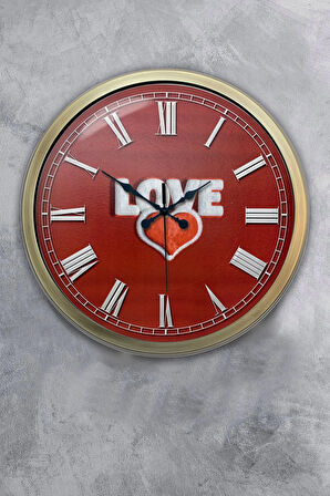 Hediyelik 40 Cm Eskitme Metal Love Duvar Saati
